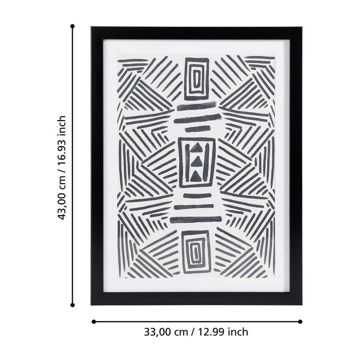 DRUCKGRAFIK Abstraktes Schwarz, Weiß  - Schwarz/Weiß, Trend, Glas/Papier (33/1,6/45cm) - Eglo