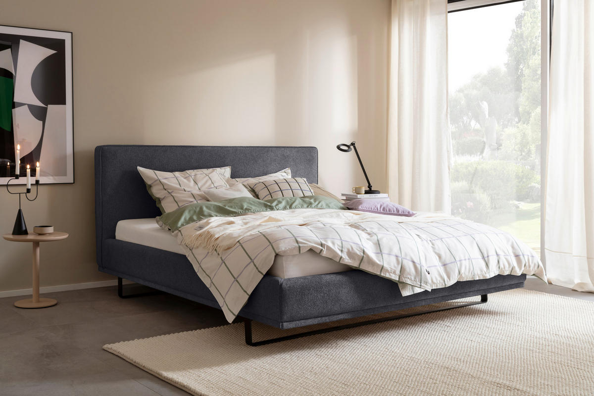 POLSTERBETT Matratze, Lattenrost Anthrazit 180/200 cm  - Birkefarben/Anthrazit, Design, Holz/Textil (180/200cm) - Schöner Wohnen