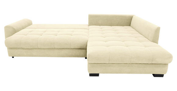 ECKSOFA Naturfarben Cord Rückenkissen, Armlehnenkissen, Bettkasten, Schlaffunktion, Rücken echt, Liegefläche im Originalstoff  - Schwarz/Naturfarben, KONVENTIONELL, Kunststoff/Textil (304/212cm) - Carryhome