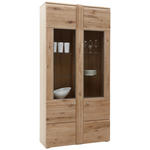 VITRINE  in furniert, massiv Eiche Eichefarben - Eichefarben/Alufarben, KONVENTIONELL, Glas/Holz (101/205,1/37,7cm) - Voleo