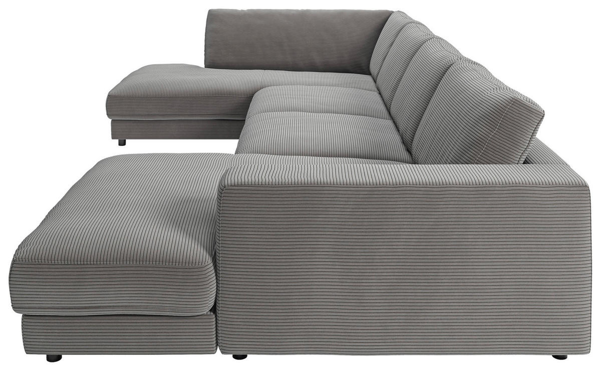 WOHNLANDSCHAFT in Cord Dunkelgrau  - Dunkelgrau/Schwarz, Design, Kunststoff/Textil (224/425/190cm) - Pure Home Lifestyle