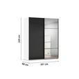SCHWEBETÜRENSCHRANK 201/223/68 cm 2-türig Schwarz, Weiß  - Schwarz/Weiß, KONVENTIONELL, Glas/Holzwerkstoff (201/223/68cm) - Novel