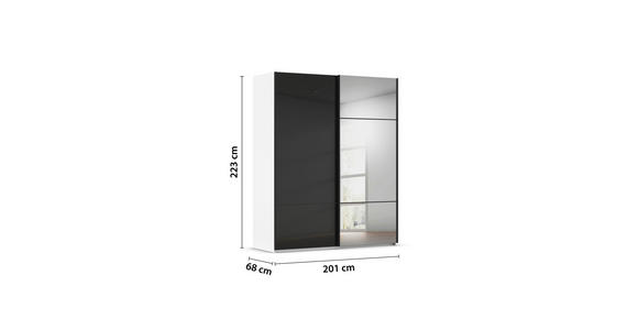 SCHWEBETÜRENSCHRANK 201/223/68 cm 2-türig Schwarz, Weiß - Schwarz/Weiß, KONVENTIONELL, Glas/Holzwerkstoff (201/223/68cm) - Novel