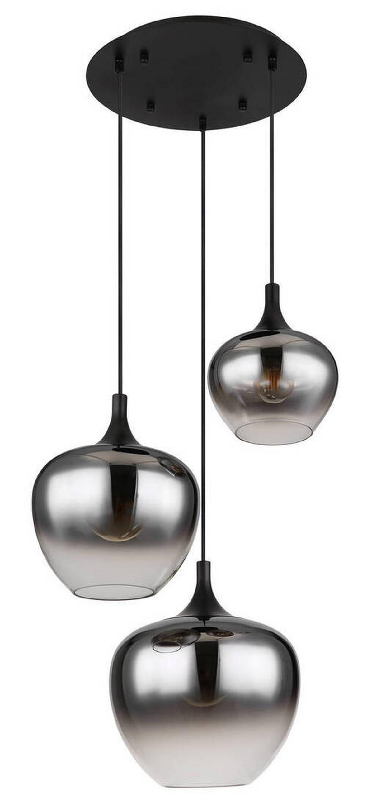 VISEČA SVETILKA        48/120 cm      E27 - črna, Design, kovina/steklo (48/120cm) - Globo