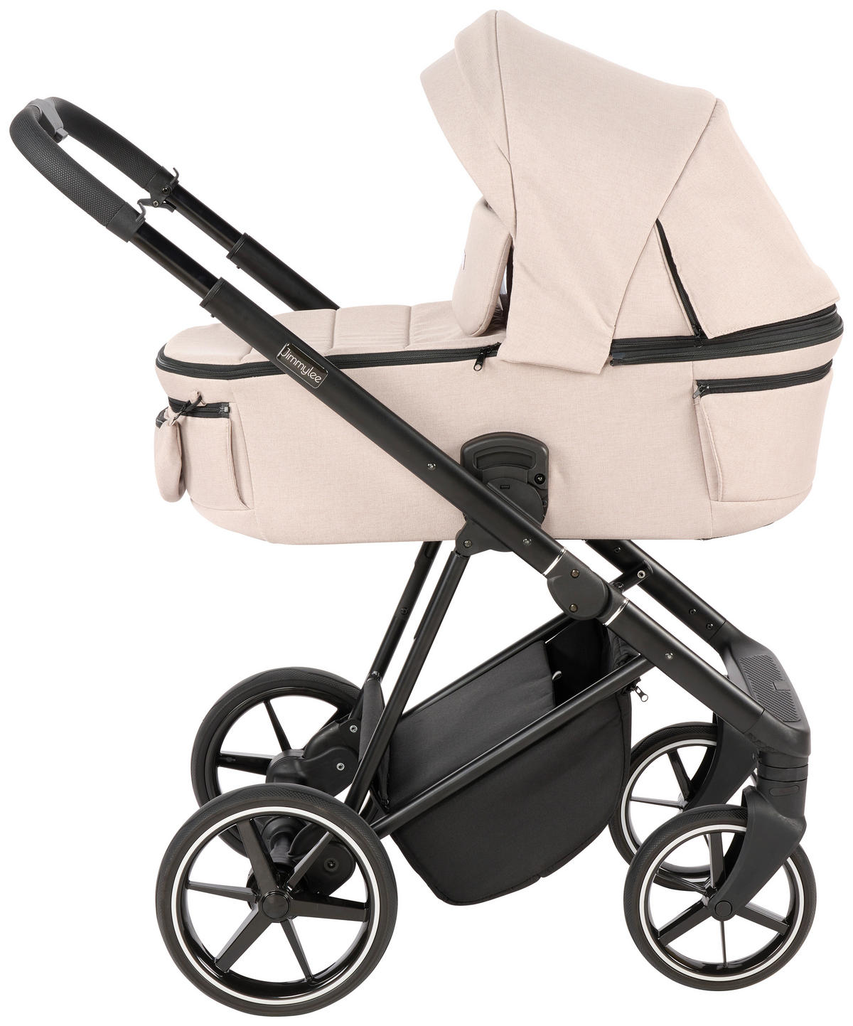 KINDERWAGENSET  - Taupe/Schwarz, Basics, Textil/Metall (57,5/116/101cm) - Jimmylee