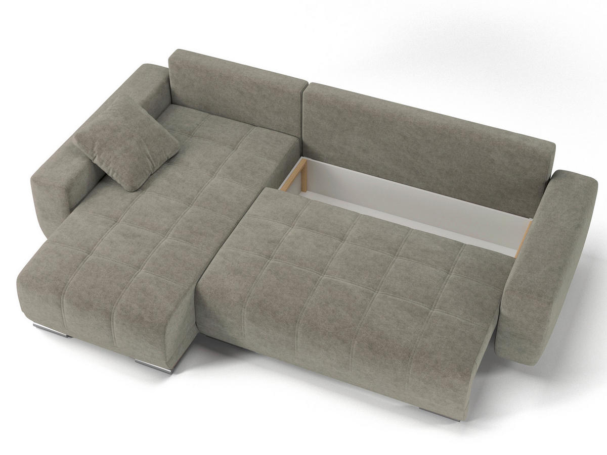 ECKSOFA LOPEZ in Flachgewebe Hellbraun  - Hellbraun/Silberfarben, Design, Kunststoff/Textil (190/296cm) - MID.YOU