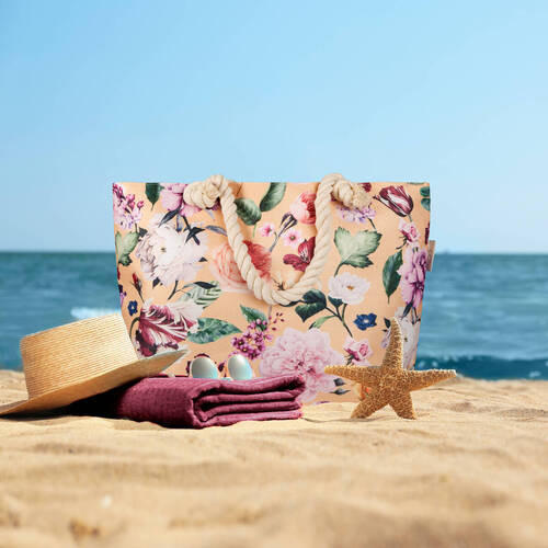 STRANDTASCHE - Gelb/Goldfarben, KONVENTIONELL, Textil (43/60cm)