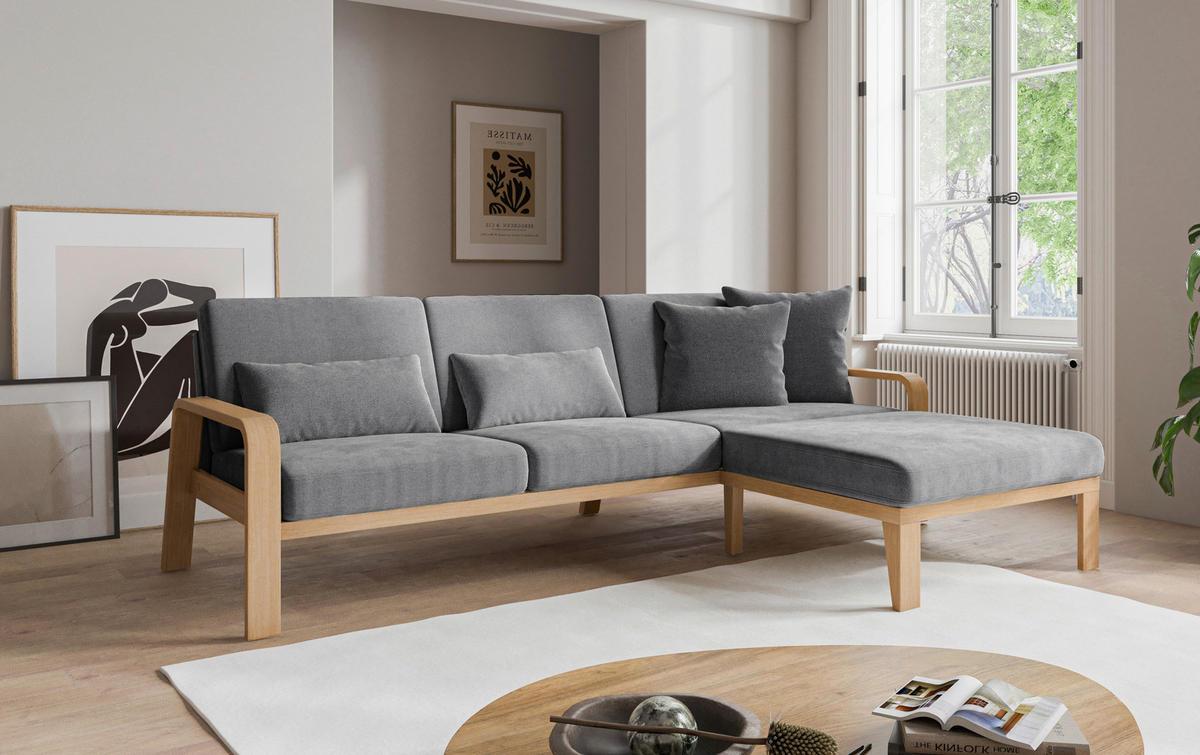 ECKSOFA in Struktur Grau  - Naturfarben/Grau, Konventionell, Holz/Textil (264/178cm) - Sit & More