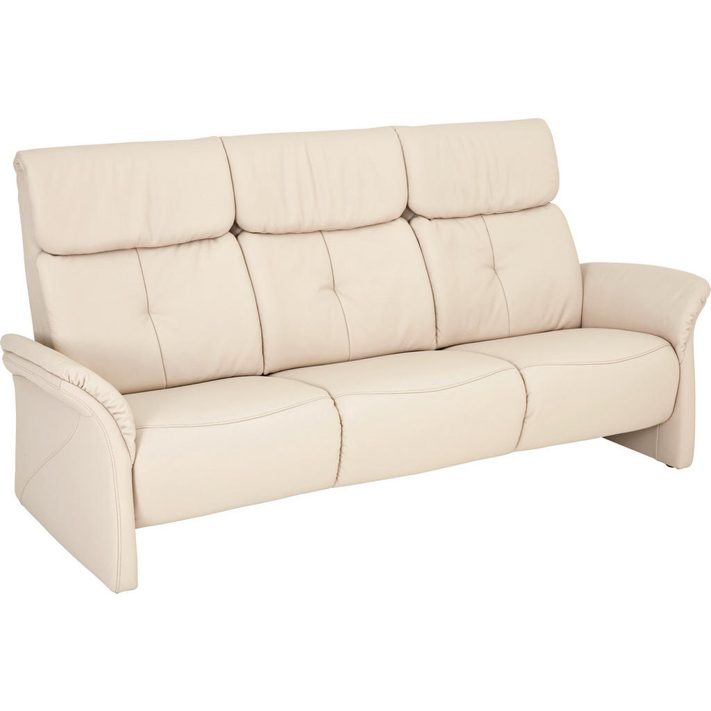 Thumbnail - Himolla Komfortklass 3-Sitzer-Sofa Heimkino, Creme, Leder, Echtleder, Longlife-Leder, 209x107x91 cm, Blauer Engel, Golde...