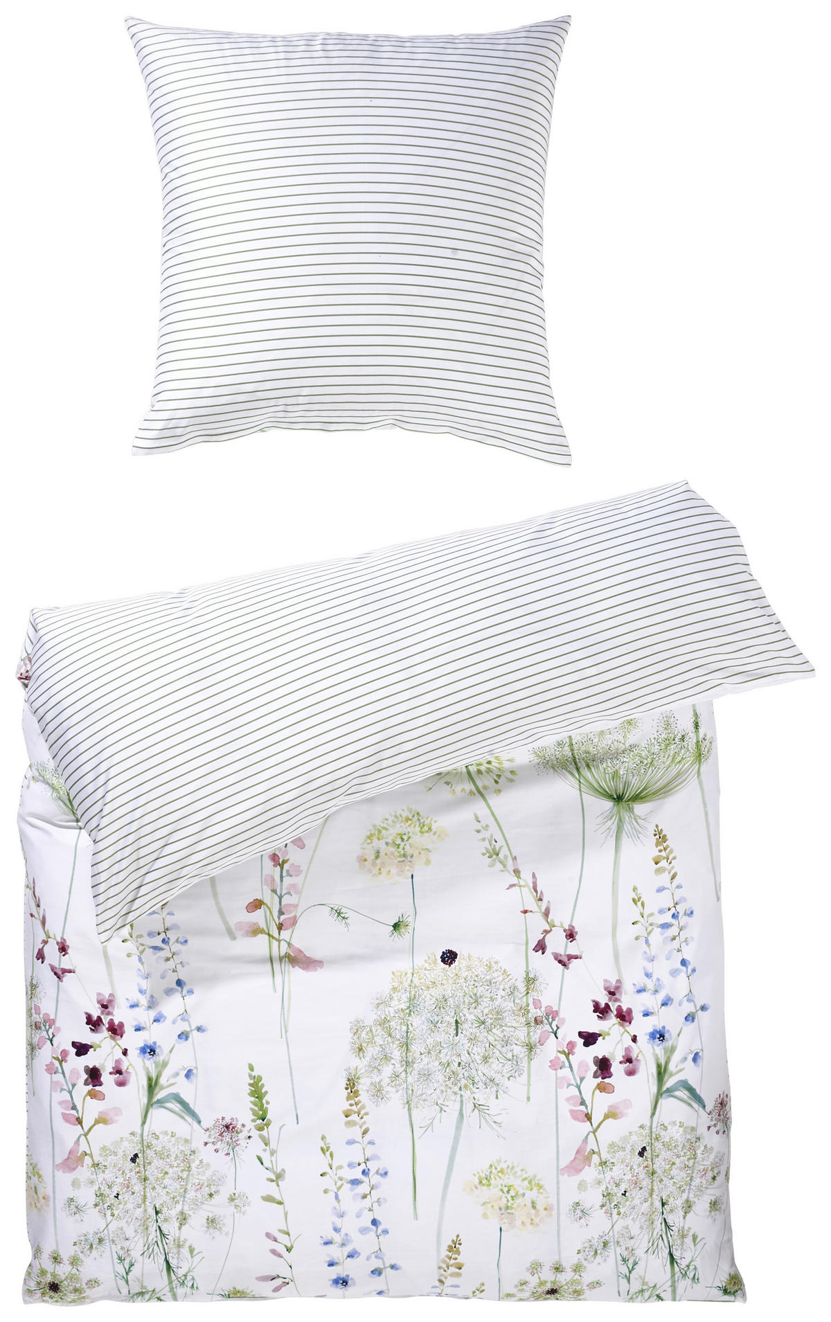 WENDEBETTWÄSCHE Meadow Makosatin 155/220 cm  - Multicolor, LIFESTYLE, Textil (155/220cm) - Estella