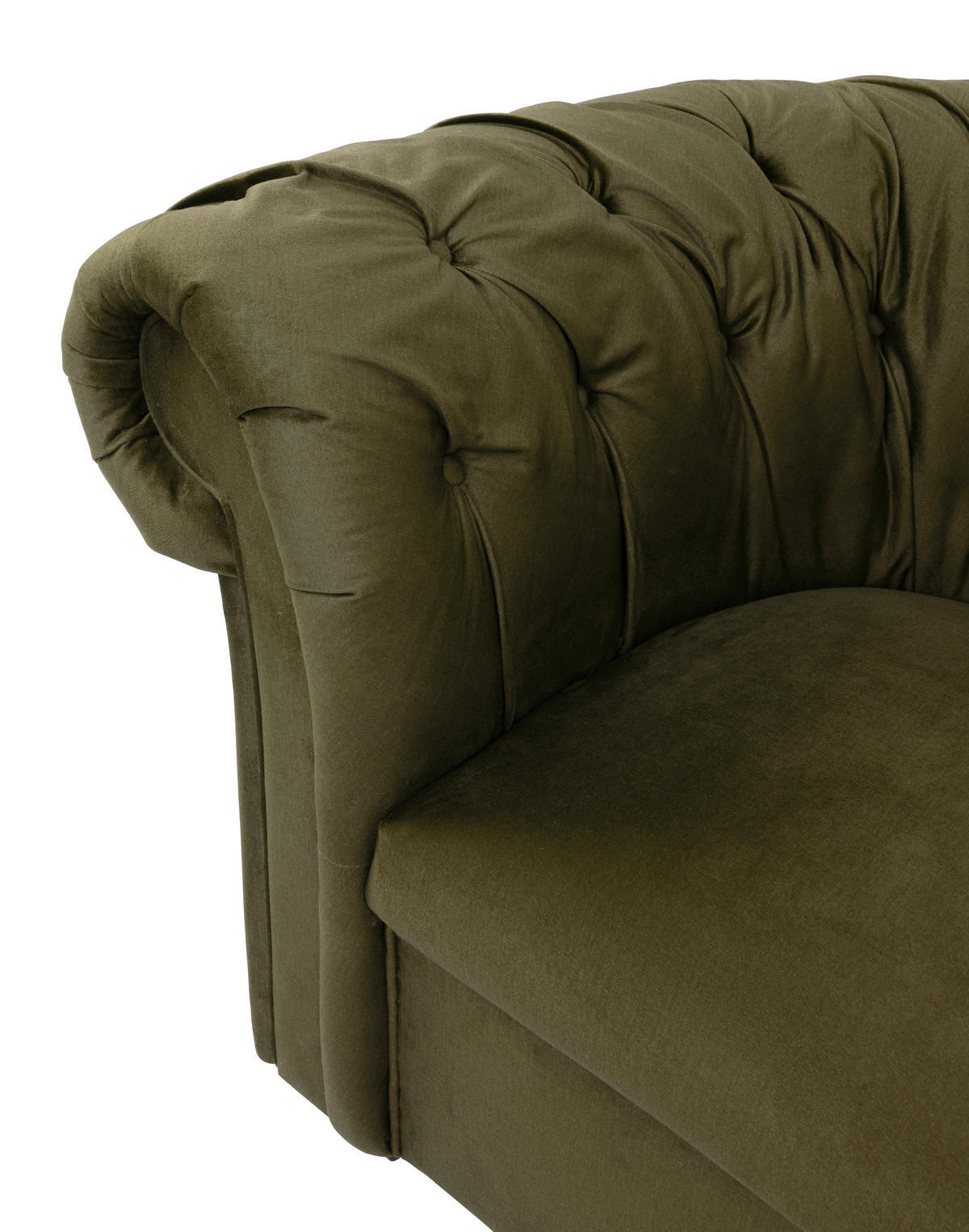 CHESTERFIELD-SESSEL in Velours Olivgrün  - Schwarz/Olivgrün, Design, Holz/Textil (114/78/91cm) - MID.YOU