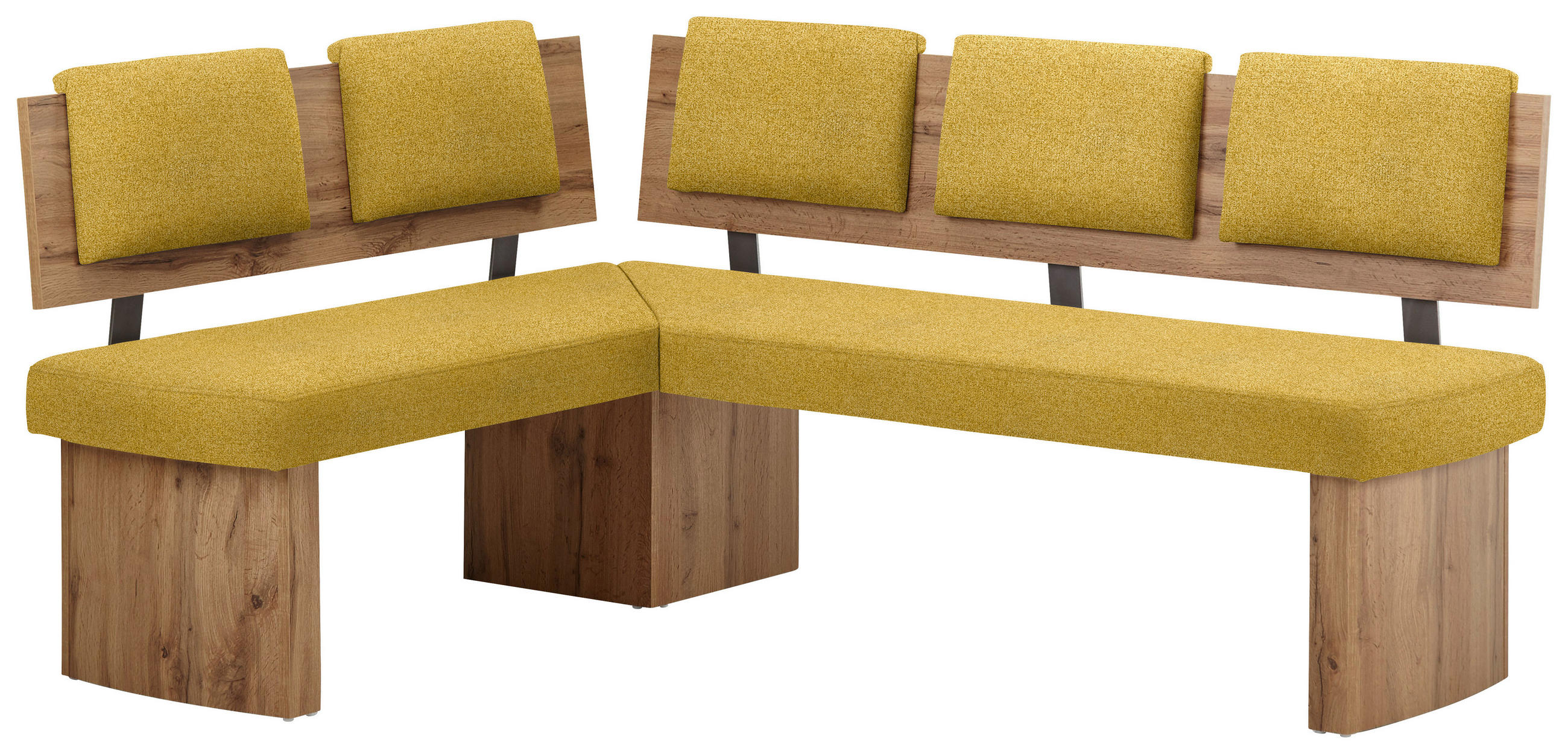 ECKBANK 140/180 cm  in Eichefarben, Senfgelb  - Eichefarben/Senfgelb, KONVENTIONELL, Holzwerkstoff/Textil (140/180cm) - Cantus