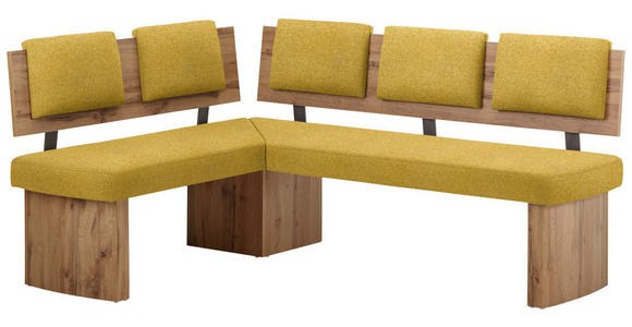 ECKBANK 140/180 cm in Eichefarben, Senfgelb - Eichefarben/Senfgelb, KONVENTIONELL, Holzwerkstoff/Textil (140/180cm) - Cantus