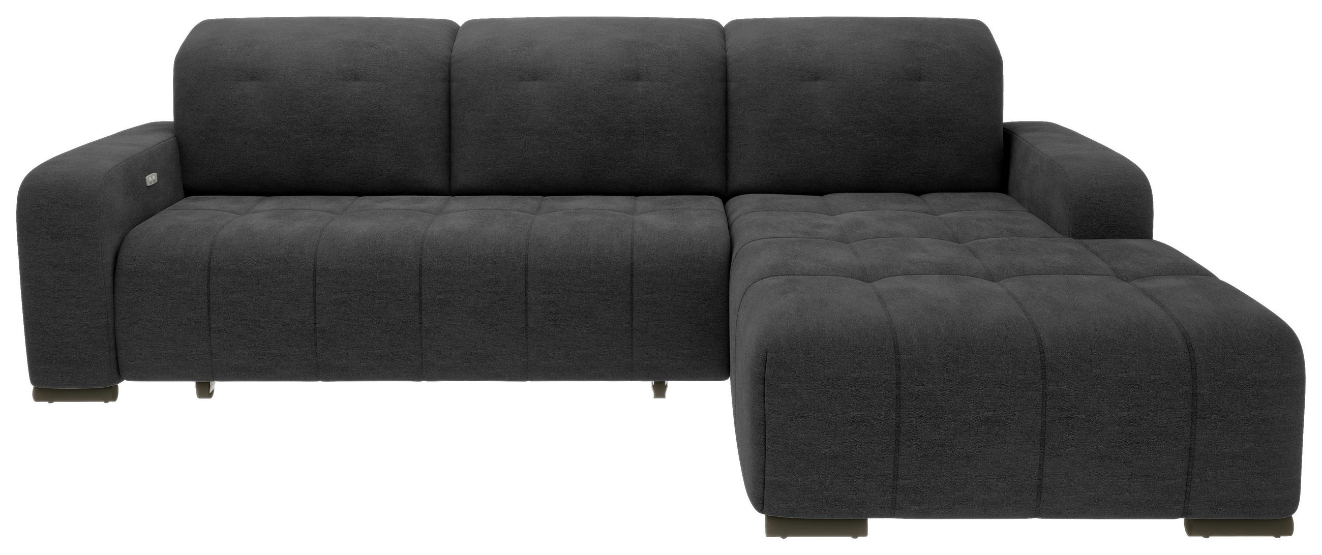 ECKSOFA Schwarz Mikrofaser Kopfteilverstellung  - Schwarz, MODERN, Textil/Metall (185/292cm) - Livetastic