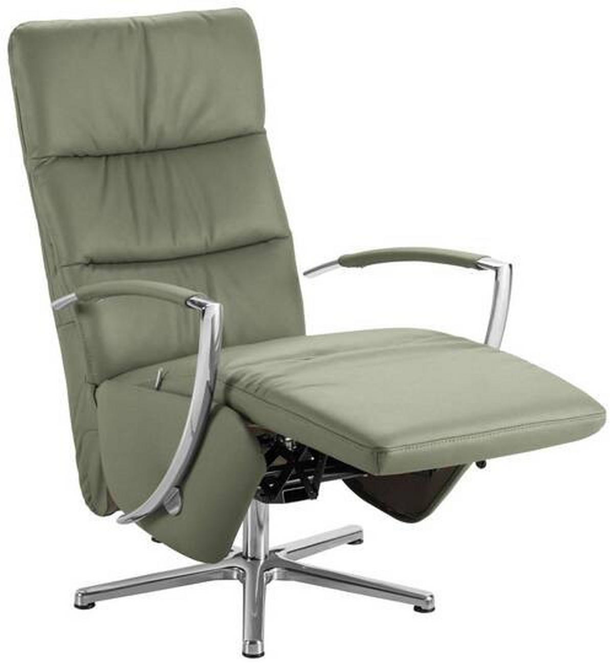 RELAXSESSEL in Leder Grün  - Chromfarben/Grün, Design, Leder/Metall (64/112/80cm) - Cantus