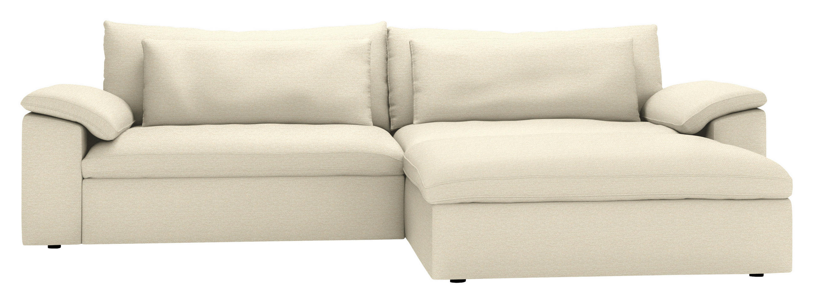 ECKSOFA  Chenille Naturfarben  - Schwarz/Naturfarben, Modern, Kunststoff/Textil (306/198cm) - Carryhome