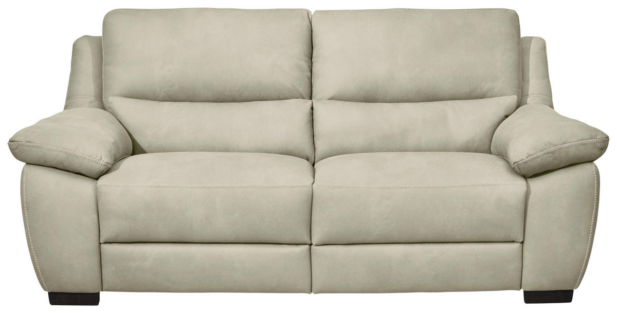 2,5-SITZER mit elektr.Funktion in Webstoff Greige  - Wengefarben/Weiss, Konventionell, Holz/Textil (210/96/99cm) - Livetastic
