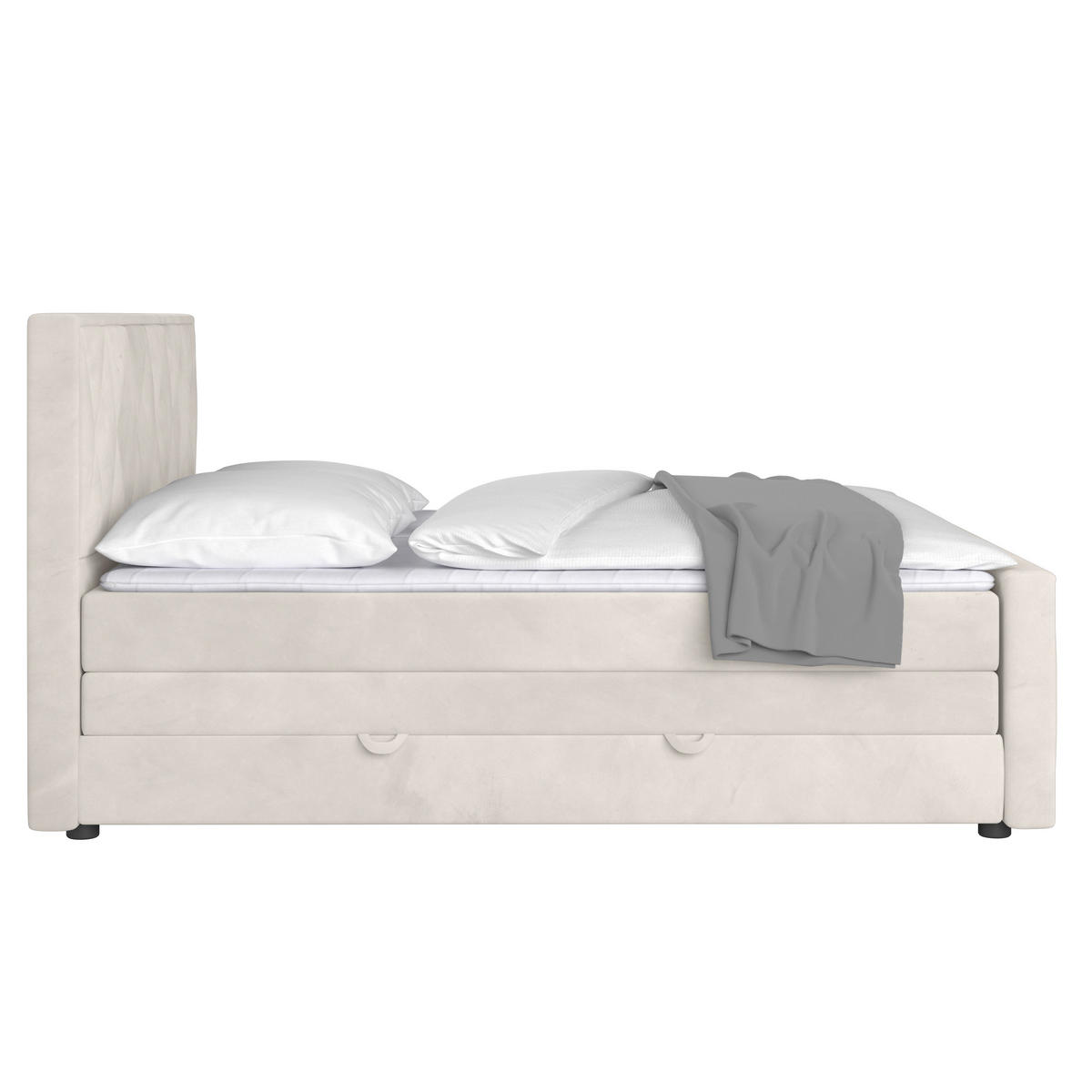 BOXSPRINGBETT 180/200 cm  in Weiss  - Weiss/Schwarz, Modern, Karton/Holzwerkstoff (180/200cm) - MID.YOU