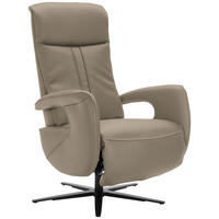 RELAXSESSEL Leder Greige  - Greige/Schwarz, Design, Leder/Metall (71/112/83cm) - Dieter Knoll