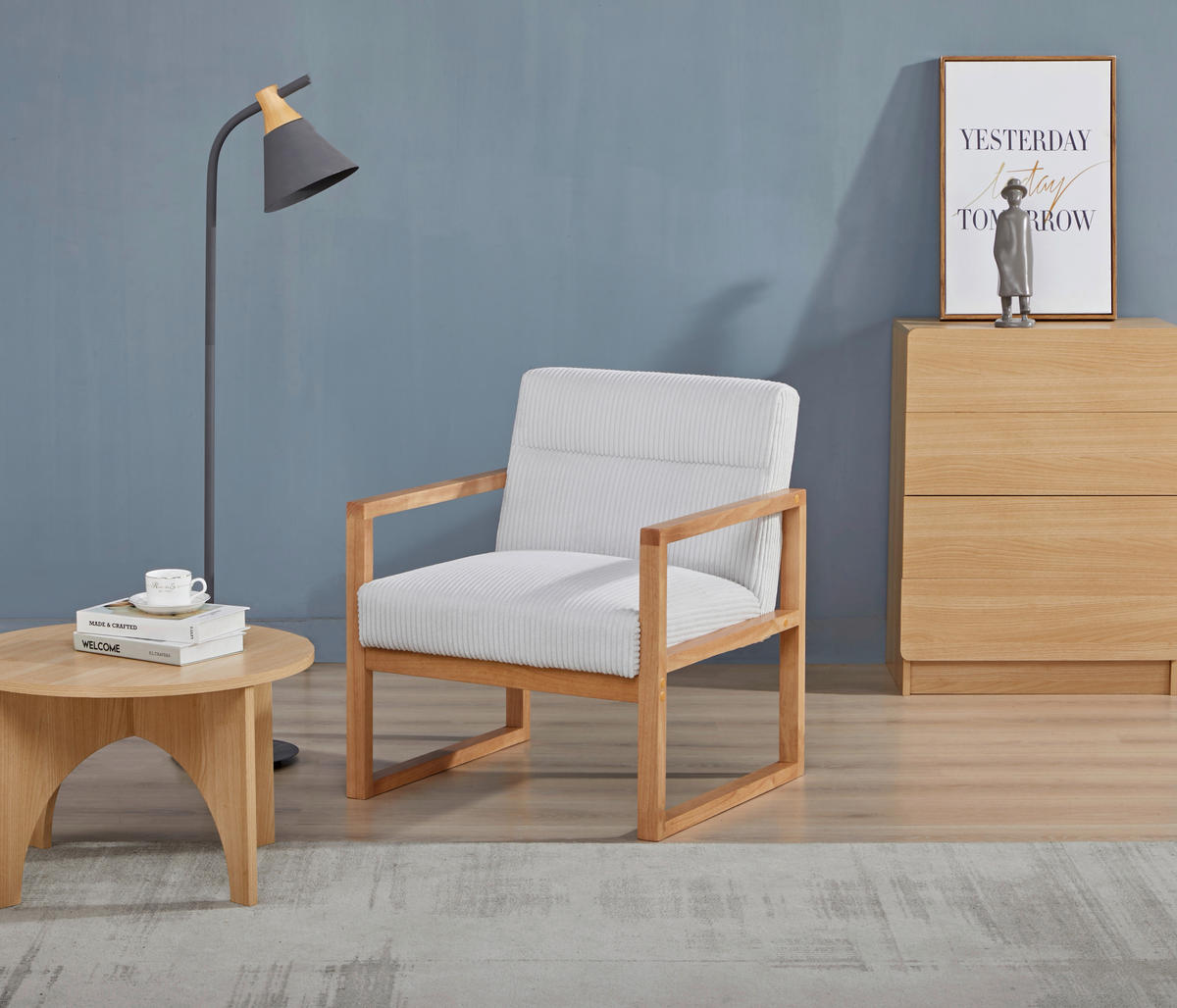 SESSEL in Cord Beige  - Beige/Naturfarben, Design, Holz/Textil (65/76/65cm) - Ti'me