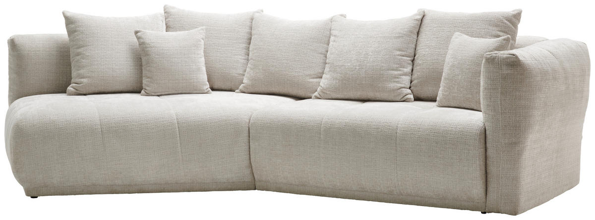 ECKSOFA in Chenille Creme  - Creme/Schwarz, Modern, Kunststoff/Textil (180/315cm) - Hom`in