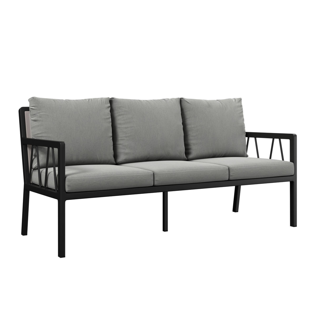 3-SITZER-BANK 177/84,5/81,5 cm Netzbespannung, Webstoff Anthrazit, Grau  - Anthrazit/Grau, Design, Textil/Metall (177/84,5/81,5cm) - Amatio