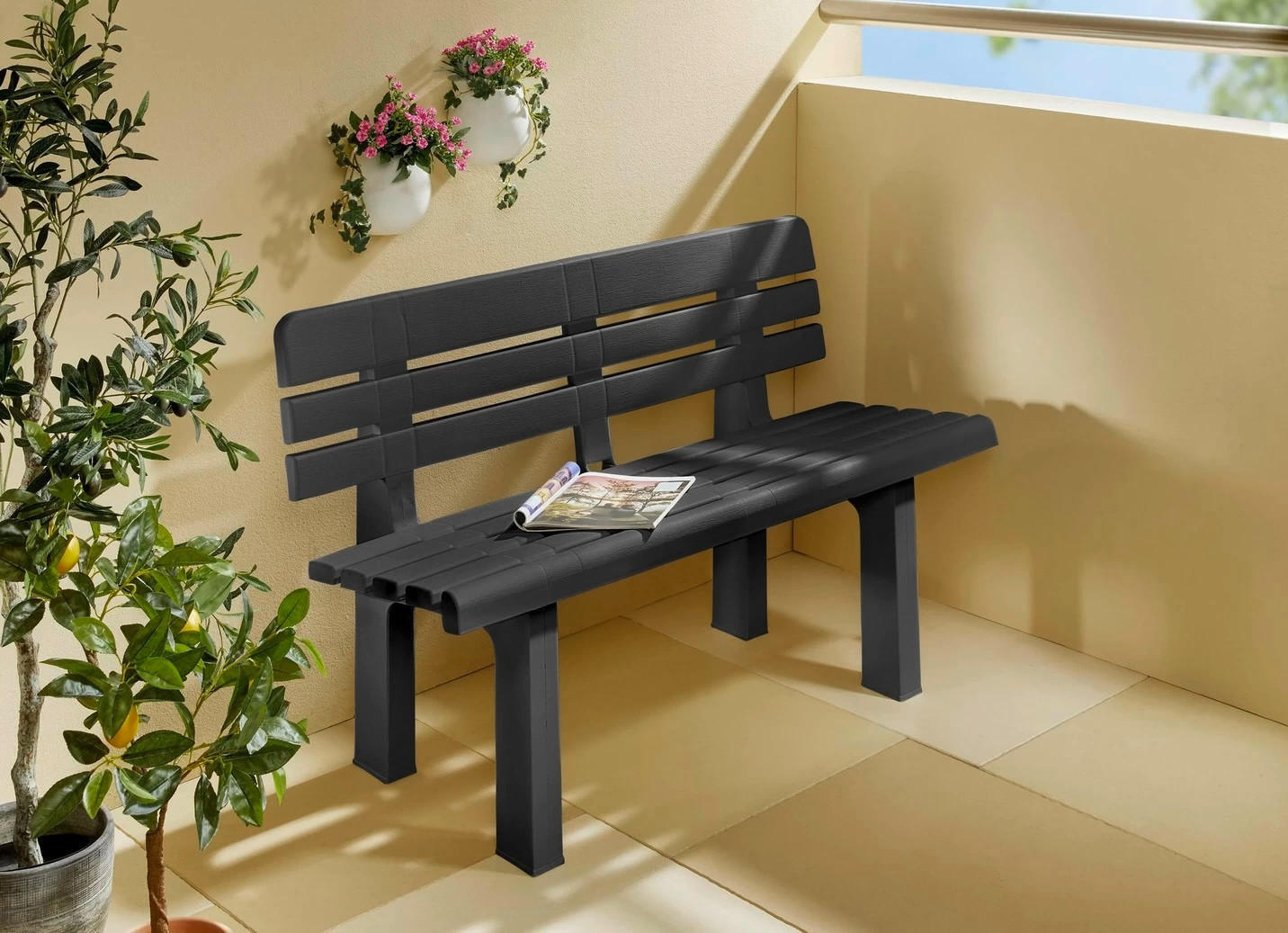 GARTENBANK 110/71/52 cm   - Anthrazit, Basics, Kunststoff (110/71/52cm)