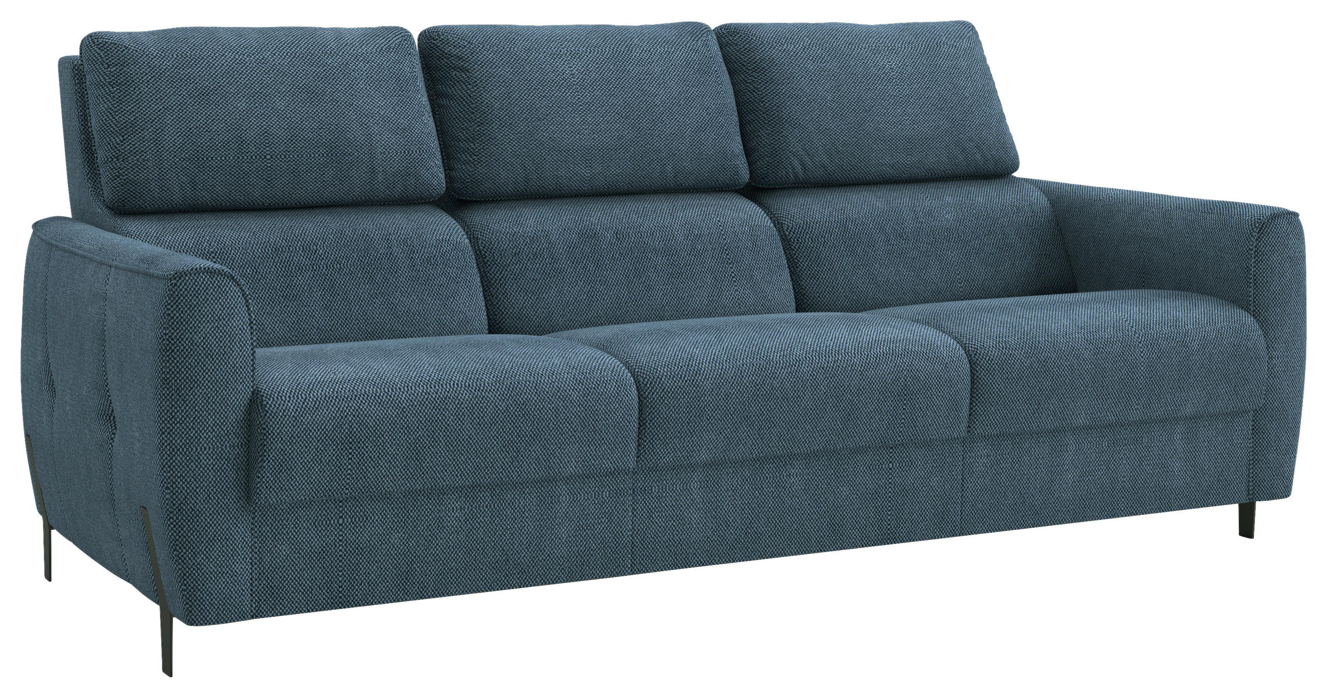 3-SITZER-SOFA  in Plüsch Dunkelblau  - Schwarz/Dunkelblau, Design, Textil/Metall (209/91/101cm) - Stylife