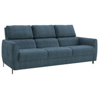 3-SITZER-SOFA Plüsch Dunkelblau  - Schwarz/Dunkelblau, Design, Textil/Metall (209/91/101cm) - Stylife