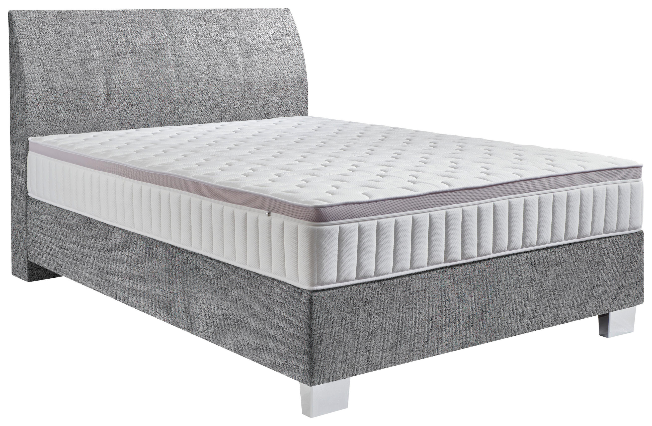 BOXSPRINGBETT 120/200 cm  in Grau  - Chromfarben/Grau, KONVENTIONELL, Kunststoff/Textil (120/200cm) - Hom`in