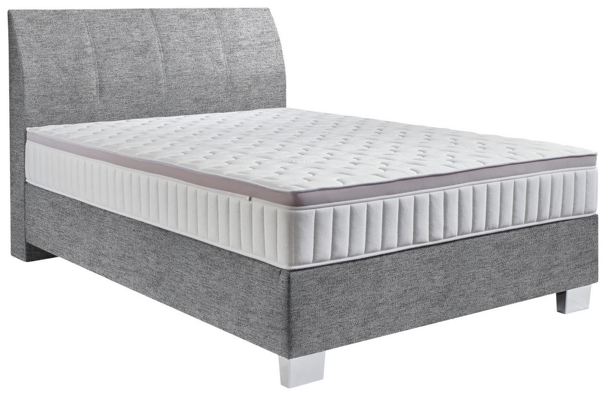 BOXSPRINGBETT 100/200 cm  in Grau  - Chromfarben/Grau, Konventionell, Kunststoff/Textil (100/200cm) - Hom`in