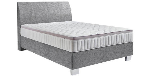 BOXSPRINGBETT 140/200 cm  in Grau  - Chromfarben/Grau, KONVENTIONELL, Kunststoff/Textil (140/200cm) - Hom`in