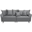 BIGSOFA in Velours Grau  - Schwarz/Grau, Design, Textil/Metall (226/91/103cm) - Carryhome