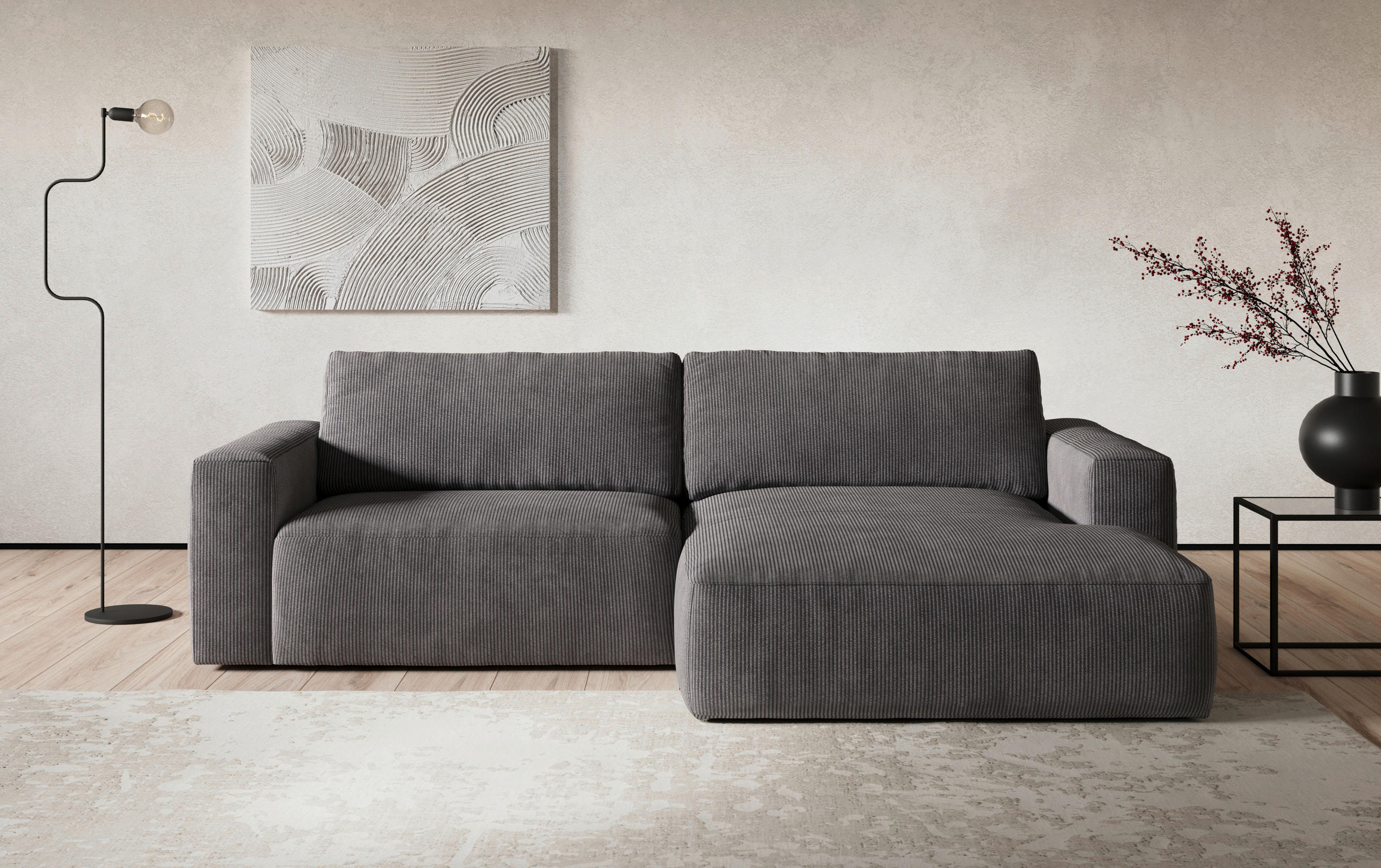 ECKSOFA Anthrazit Mikrofaser  - Anthrazit/Schwarz, MODERN, Kunststoff/Textil (283/175cm) - MID.YOU
