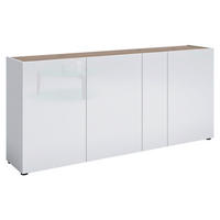 ŠIROKÁ KOMODA, barvy dubu, vysoce lesklá bílá, 203/92/40 cm - barvy dubu/černá, Design, kompozitní dřevo/plast (203/92/40cm) - Xora