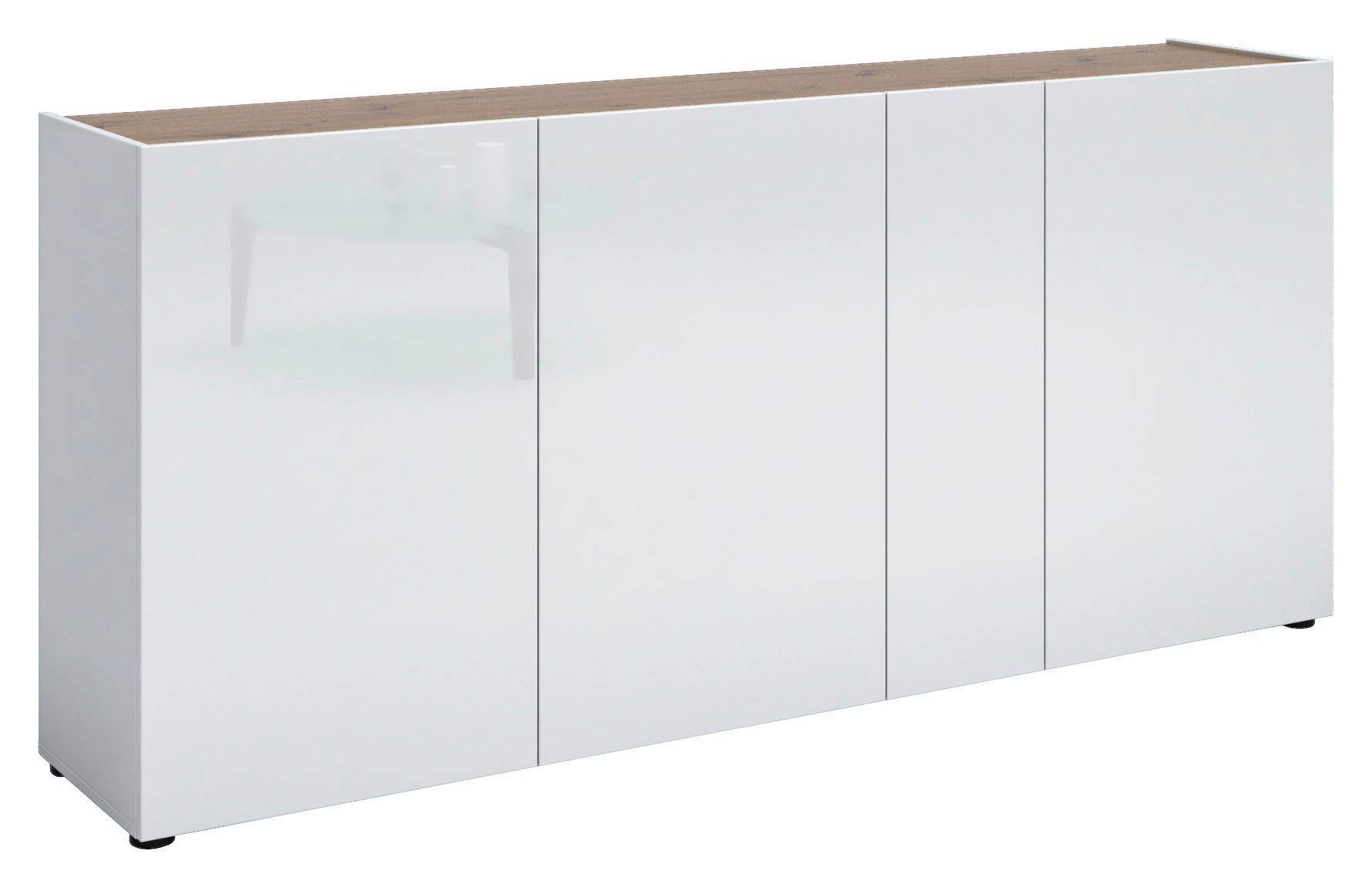 Xora ŠIROKÁ KOMODA, farba duba, biela s vysokým leskom, 203/92/40 cm