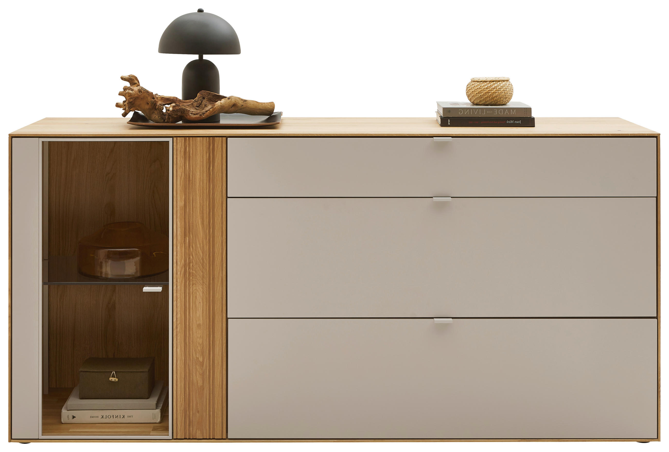SIDEBOARD 181,9/87,9/45,2 cm  - Kaschmir/Wildeiche, Design, Glas/Holz (181,9/87,9/45,2cm) - Dieter Knoll
