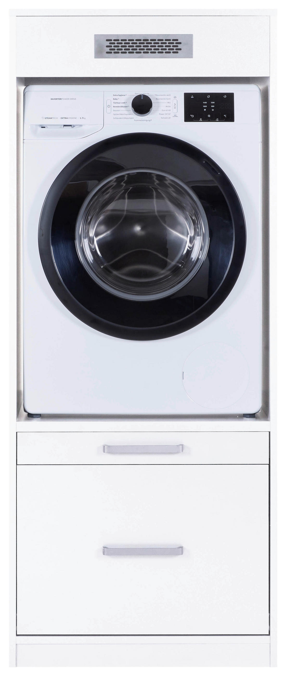 WASCHMASCHINENSCHRANK 67/164/68 cm  in Weiß  - Silberfarben/Weiß, MODERN, Holzwerkstoff/Metall (67/164/68cm) - home24