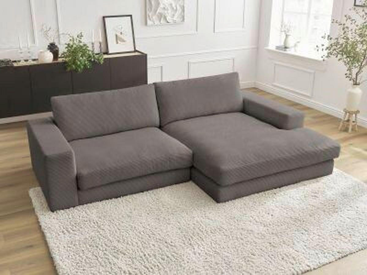 ECKSOFA  LEONARD Taupe Cord  - Taupe/Schwarz, MODERN, Kunststoff/Textil (274/159cm)