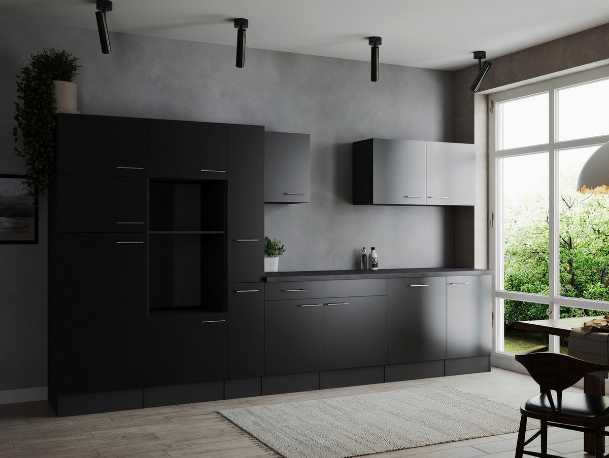 MODULKÖK UTAN VITVAROR 370 cm   i grå, svart  - silver/grå, Design, metall/trämaterial (370cm) - Respekta