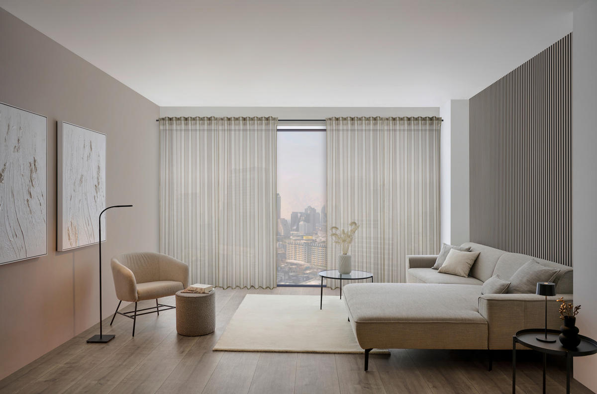 FERTIGVORHANG transparent  - Beige, Design, Textil (140/245cm)