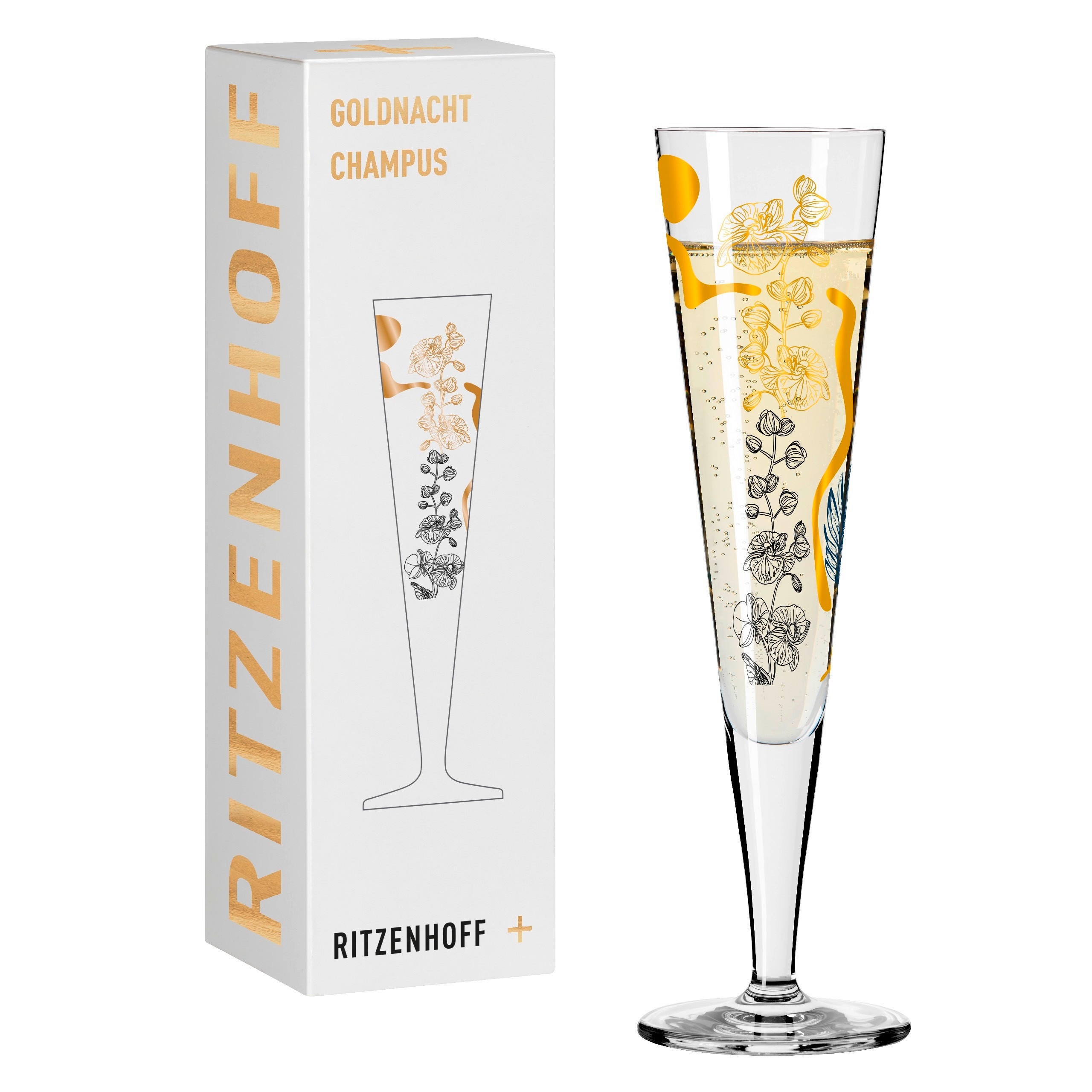 CHAMPAGNERGLAS 205 ml  - Goldfarben/Schwarz, LIFESTYLE, Glas (7,2/7,2/24,0cm) - Ritzenhoff