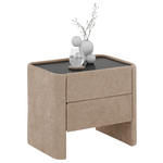 NACHTSCHRANK 57/49/41 cm  - Beige/Schwarz, Design, Glas/Textil (57/49/41cm) - Johann Jakob