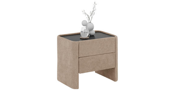 NACHTSCHRANK 57/49/41 cm - Beige/Schwarz, Design, Glas/Textil (57/49/41cm) - Johann Jakob