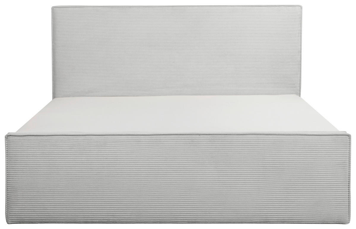 BOXBETT 180/200 cm,  in Hellgrau, gepolstertes Kopfteil, Bettkasten, Topper, Matratzen, H3 + H3 = fest  - Hellgrau/Schwarz, Basics, Kunststoff/Textil (180/200cm) - Chameo