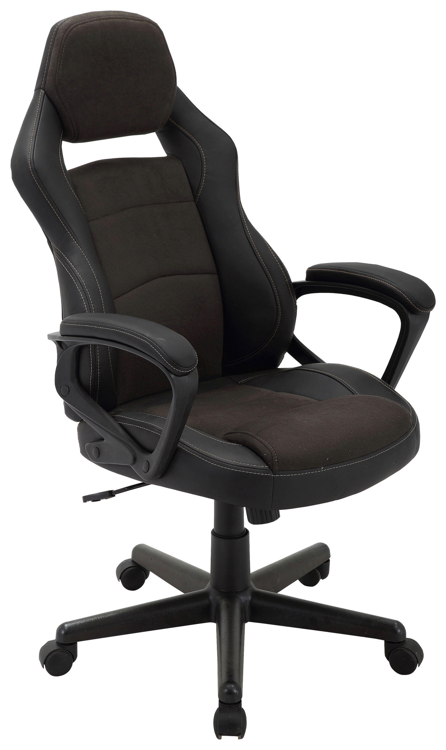 GAMINGSTUHL Schwarz, Dunkelgrau Kunststoff, Textil   - Dunkelgrau/Hellgrau, Design, Kunststoff/Textil (62/109-119/68cm) - MID.YOU