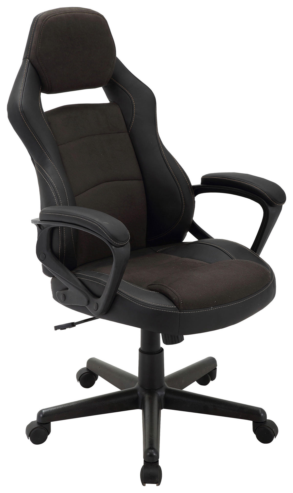 GAMINGSTUHL Schwarz, Dunkelgrau Kunststoff, Textil   - Dunkelgrau/Hellgrau, Design, Kunststoff/Textil (62/109-119/68cm) - MID.YOU