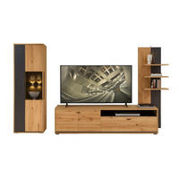 WOHNWAND 3-teilig  in Graphitfarben, Eiche Artisan  310/205/49 cm  - Graphitfarben/Schwarz, Design, Glas/Holzwerkstoff (310/205/49cm) - Livetastic