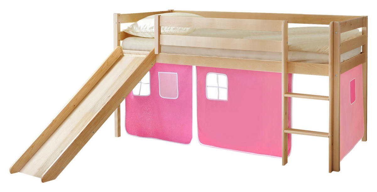 SPIELBETT Kiefer massiv 90/200 cm Rosa, Kieferfarben, Hellrosa  - Hellrosa/Rosa, Natur, Holz (90/200cm) - MID.YOU