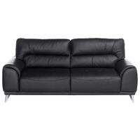 3-SITZER-SOFA in Lederlook Schwarz  - Chromfarben/Schwarz, Modern, Textil/Metall (210/92/96cm) - MID.YOU